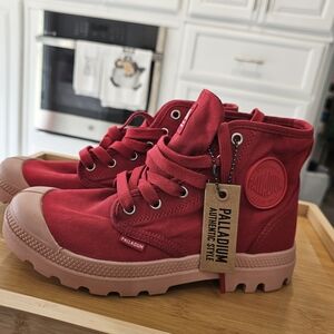 Palladium Red Canvas Boots